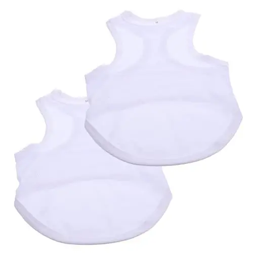 Produktbild: minkissy 2 Stück Sublimationszubehör Individuelle Hundeweste Bekleidung – Sublimationsrohling Haustier-Shirt Kostüm Baumwolle Weiße Welpenweste Haustierbedarf Haustierkleidung