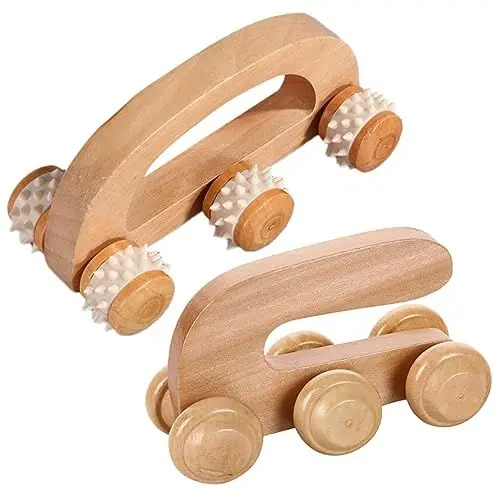 Produktbild: minkissy 2st Nackenrolle Schabewerkzeug Aus Holz Rückenmassagerollen Aus Holz Fußmassagerolle Rückschlaghammer Holzwerkzeuge Massieren Faszienrolle Muskelrolle Handlich Hölzern Massagegerät