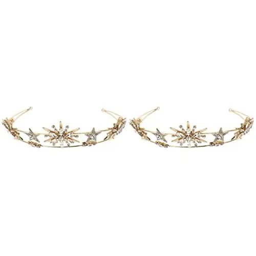 Produktbild: minkissy 2st Sternkrone Haarschmuck Für Damen Kopfschmuck Für Mädchen Hochzeit Kopfbedeckungen Hochzeit Für Mädchen Mond Stirnband Kostüm Zarte Braut Fräulein Koreanisch Kleidung Legierung