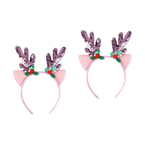 Produktbild: minkissy 2stücke Stirnband Mit Rentiergeweih Weihnachts Haarreif Mit Glitzer-antlers Lustiges Accessoire Für Karneval Partys Und Festlichkeiten Farbe Zufällig