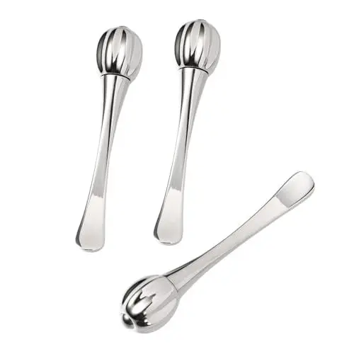 Produktbild: minkissy 3St Beauty-Löffel Massagestab unter Augenrolle Beauty-Scoop für das Gesicht Schminklöffel aus Metall Hautpflege-Massagegerät Kürbistyp Augencreme Maskenlöffel Rostfreier Stahl