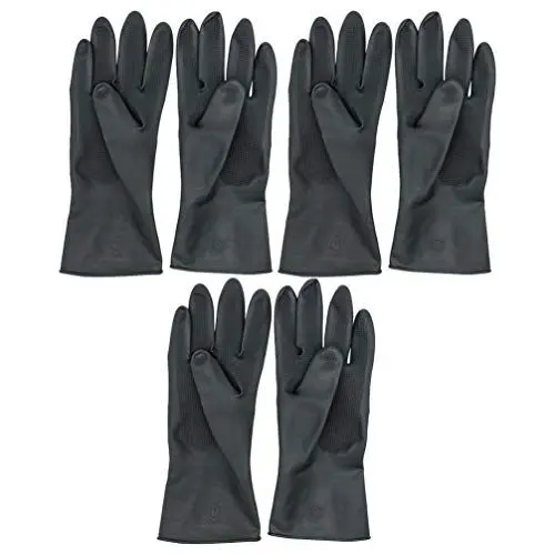 Produktbild: minkissy 3 Paare Latex Handschuhe Wasserdichte Overalls Handschuhe Einwegmedium Anti-staub-handschuhe Schwarz Barber Handschuhe Polyhandschuhe Haarfärbeshampoo Mann Gürtel Partikel