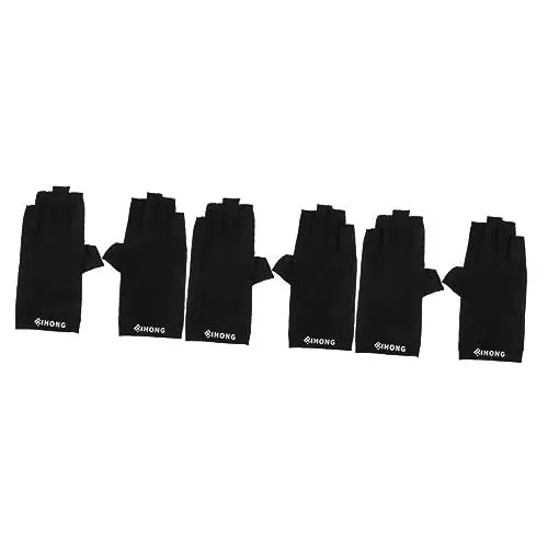 Produktbild: minkissy 3 Paare Uv-Handschuhe Kühlhandschuhe Mädchen Fingerlose Handschuhe Für Nagelkunst Fingerlose Manikürehandschuhe Outdoor-wanderhandschuhe Anti-schwarz Stoff Damen Hautpflegeprodukte