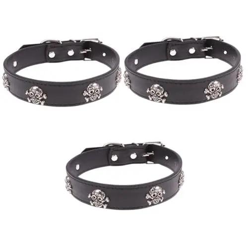 Produktbild: minkissy 3 STK Hundehalsbänder Mit Totenköpfen Halloween-katzenhalsband -katzenhalsband Hundehalsband Halloween-kätzchen-Kragen Hundehalsbänder Aus Leder Leine Haustier