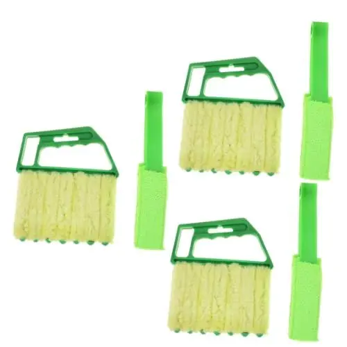 Produktbild: minkissy 3 Sätze Blinder Staubfeger Fensterputzer Jalousiebürste Reinigungswerkzeuge Vertikaljalousien Reinigen Jalousien Staubverschluss Rillenreinigungsbürste Green Plüsch 2 Stück * 3