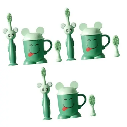 Produktbild: minkissy 3 Sätze Zahnbürsten-Set weiche Zahnbürste neugeborene zahnbürste Zahnbürsten für Kinder zahnbürste Säuglingszahnbürste Borsten Zahnbürste Saugnapf Zahn Tasse Mundpflege pp
