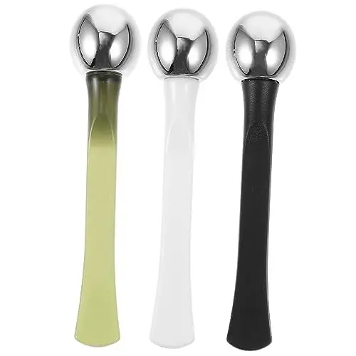 Produktbild: minkissy 3 Stk Augenmassagegerät Massagestab Gesichtscreme Löffel Kosmetikstift Augencremestift Kosmetiklöffel Spachtel Rollerball Für Augenserum Applikator Das Gesicht Zinklegierung
