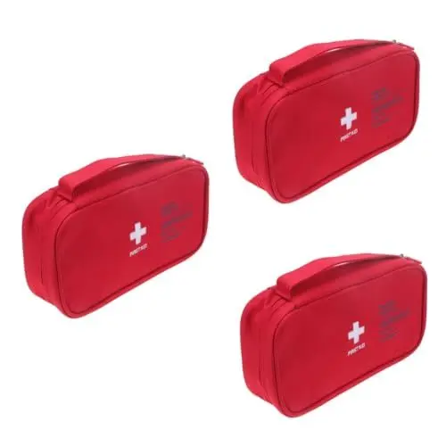 Produktbild: minkissy 3st Behälter Für Medizinische Überlebensausrüstung Erste-hilfe-tasche Leer Outdoor-medizinische Tasche Roadtrip-essentials Trauma-tasche Kfz-notfallset Reise-organizer-taschen Rot