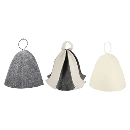 Produktbild: minkissy 3st Filz Duschhaube Dampfbad Hut Russischer Saunahüte Russisch Absorbierende Filzhüte Vaporarium-Hut Duschhauben Für Damen Duschhaube Für Damen Badekappe Schutz Mann Gefühlt Sanft