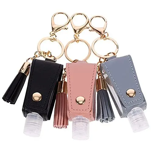 Produktbild: minkissy 3st Flaschenabdeckung Für Reise-handseife Reise-toilettenartikel Quasten-schlüsselanhänger Tragbare Handseife Leere Flasche Pu Rucksack Reisen
