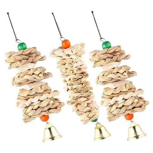 Produktbild: minkissy 3stücke Vogelspielzeug Für Papageien Hängendes Kau Und Spielzeug Naturmaterialien Für Wellensittiche Und Andere Vögel Fördert Spielverhalten