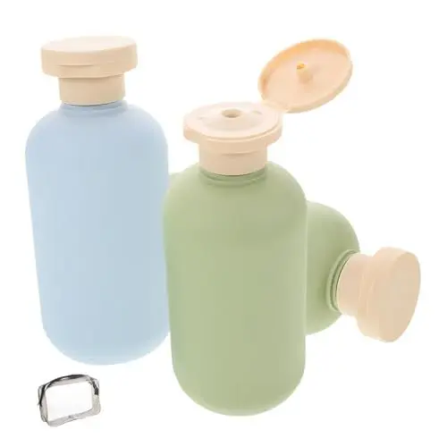 Produktbild: minkissy 200 Ml Reise-shampooflaschen-set Mit Avocado-muster Wiederverwendbare Toilettenartikelflaschen Für Shampoo Und Spülung