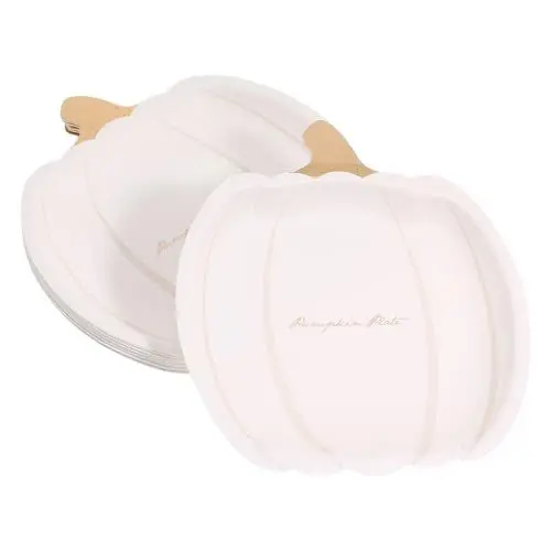 Produktbild: minkissy 40 Stk Kürbis-Papp teller Halloween-Party-Geschirr Parteiblatt Kuchenform Besteck Halloween-Papierschale Halloween-Pappteller bronzieren Container Papierhalter Platte Dessertteller