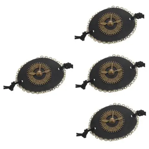 Produktbild: minkissy 4 Stück Augenmaske aus Leder Augenklappe Ornament Piraten-Accessoires für Damen augenmaske halloween piraten augenklappe herrenuhren Cosplay Augenklappe dekorative Augenabdeckung
