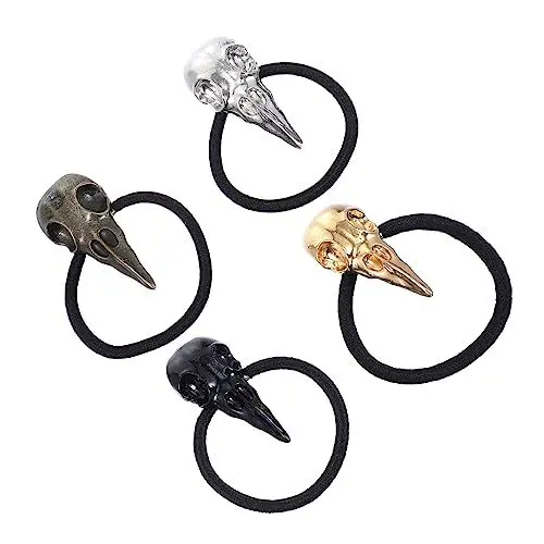 Produktbild: minkissy 4 Stück Halloween-haargummi Gothic-punk-haargummi Skelett-haargummis Halloween-schädel-haargummi Mini-haargummi Aus Gummi Pferdeschwanz-haarseil Mädchen Legierung Metall Haarnadel