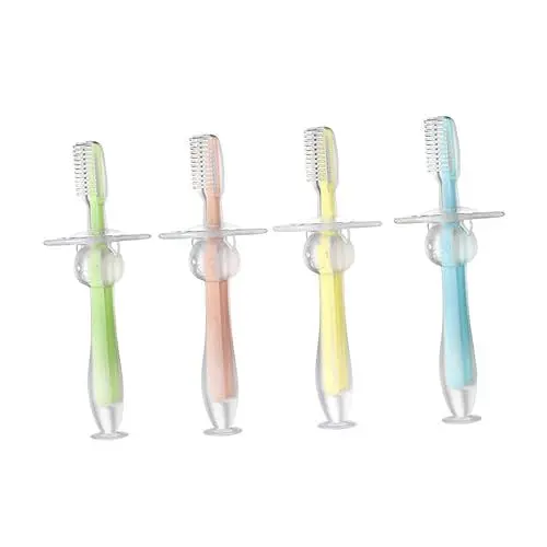 Produktbild: minkissy 4stücke Stehend Saug Zahnbürste Silikon Beißring Babyzahnbürste Für Junge Mädchen Junge Mädchen Verwenden Borstenzahnbürste