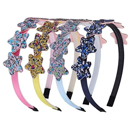 Produktbild: minkissy 4 Stück Regenbogenstern Haarband Glitzer Stirnbänder Mit Zähnen Sternenstirnband Für Mädchen Haarreifen Für Kleine Mädchen Haarband Mit Zähnen Kleines Mädchen Kind Haarring