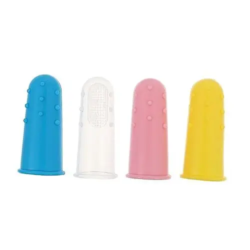 Produktbild: minkissy Fingerzahnbürsten-set Für Säuglinge Kleinkind-fingerzahnbürste 4-teilig Silikon-fingerbürste Für Die Mundpflege Von Babys Jungen Und Mädchen