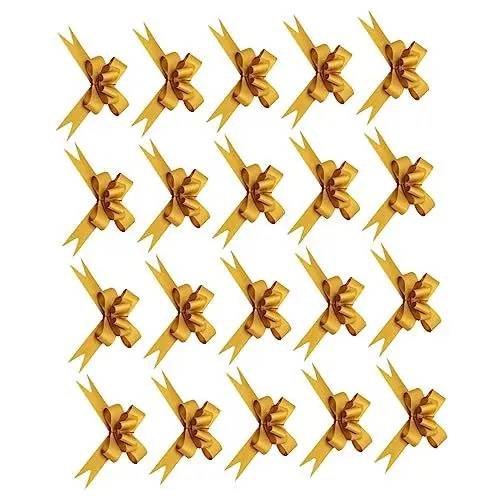 Produktbild: minkissy Zarte Schleifen Mit Schneeflockenmuster 50 Stück 9 Cm Goldene Schleifen Für Weihnachtsdekoration Hochzeit Fenster Und Baum