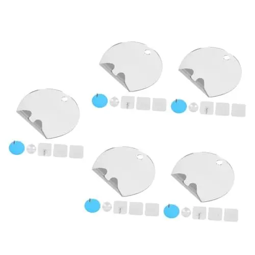 Produktbild: minkissy 5 Sätze rundes Spiegelset Duschgesicht Reise-Kosmetikspiegel Reise rasierspiegel Anti-Beschlag-Spiegel Badezimmerspiegel tragbar rasieren unzerbrechlich Mann Acryl