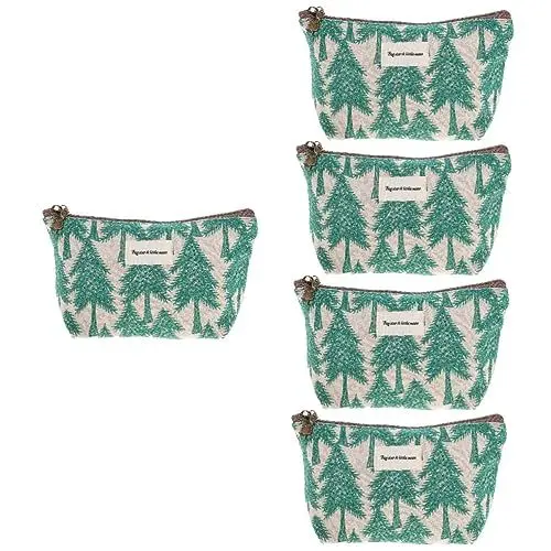 Produktbild: minkissy 5st Bestickte Kosmetiktasche Geschenke Für Mädchen Im Teenageralter Reise-Make-up-etui Makeup Tasche Reise-toilettenbeutel Geldbeutel Kopfhörer Fräulein Bettwäsche Aus Baumwolle