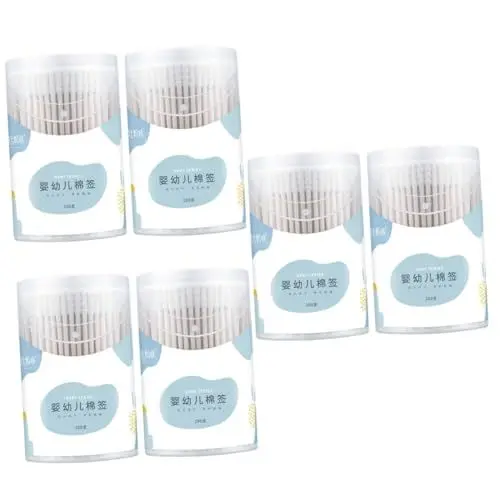 Produktbild: minkissy 6 Kartons à 400 Stück -tupfer Nasenreinigungstupfer Make-up-applikatoren Aus Baumwolle Saubere Tupferstiele Wattestäbchen Steriler Tupfer Nase Papierrolle Doppelkopf Kind