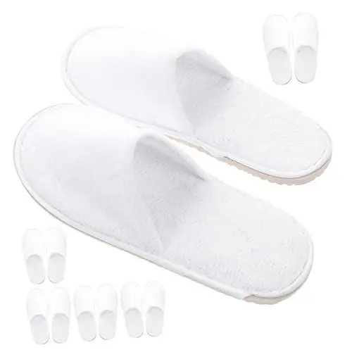 Produktbild: minkissy 6 Paare Hausschuhe Einweg-badeschuhe Badesandalen Einmal Waschbare Hotelpantoffeln Duschschuhe Männer Pantoffel Damenschuhe Reisen Korallenvlies Rutschfest Weiß Einwegartikel