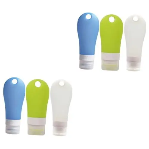 Produktbild: minkissy 6stücke Silikon Flasche Multifunktionale Quetschflasche Für Makeup Und Hautpflege Tragbare Nachfüllbare Flasche Mit Loch Für Reisen Blau Grün Transparent