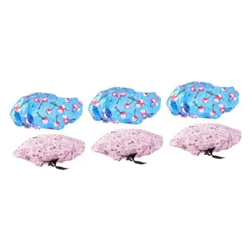 Produktbild: minkissy 6 Stk Damen Badehut wasserdichte Duschhaube Bade-Duschhaube Emaille-Tassenglas wasserabweisender Badehut protect schutzzelt Haar Styling SPA Duschhut Badekappe bilden Fräulein