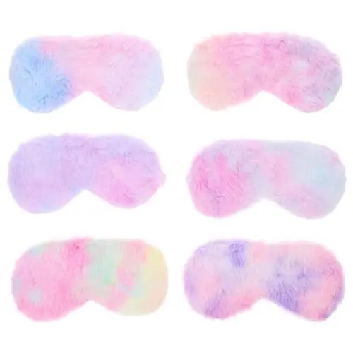Produktbild: minkissy 6 Stück Plüsch-Augen-Fell-Augenabdeckungen Weiche Flauschige Pelzige Schlaf- Für Mädchen Und Augenschutz