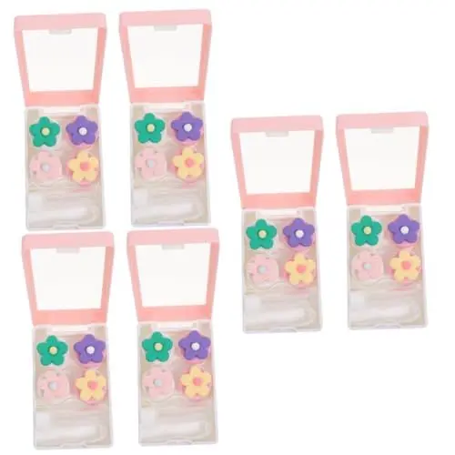 Produktbild: minkissy 6 Stück Unsichtbare Begleitbox Für Linsen Für Die Augen Mini Hüllen Lösungsbox Halter Augenpflegeset Halter Reiseetui Behälter Kunststoff Rosa