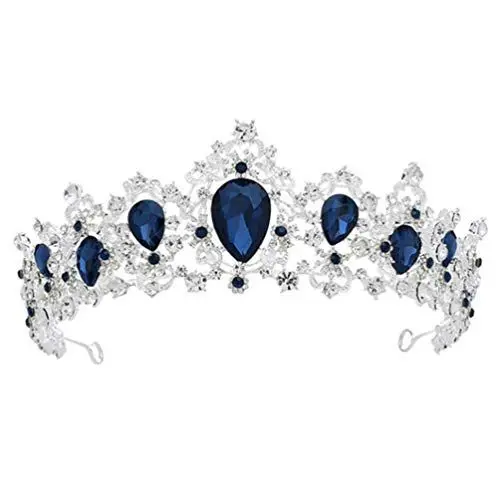 Produktbild: minkissy Barocke Brautkrone Aus Silber Und Blau Eleganter Haarschmuck Für Hochzeiten Und Partys Modisches Accessoire Für Damen Einzigartiger Kopfschmuck Für Besondere Anlässe