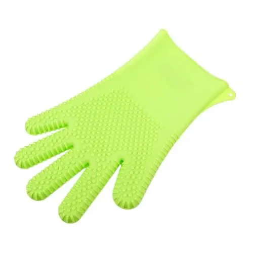 Produktbild: minkissy Friseurhandschuhe Backhandschuhe Lockenstab Handschuh Wärmehandschuhe Für Das Haarstyling Grillhandschuhe Für Den Außengrill Handschuh Für Lockenstab Kochhandschuhe Kieselgel Green