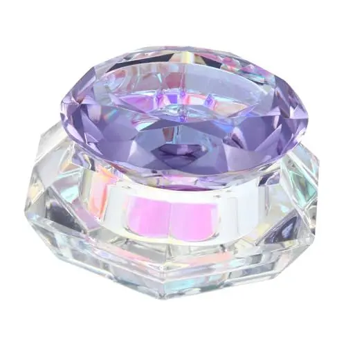 Produktbild: minkissy Eleganter Farbiger Kristallbecher Mit Großem Diamantdeckel Glasgefäß Für Nagelgellack Für Unterwegs
