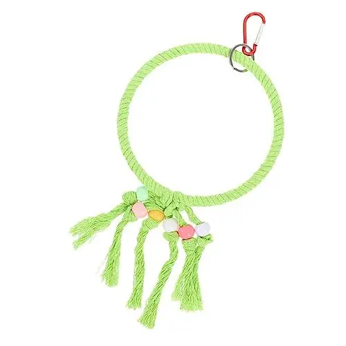 Produktbild: minkissy Papagei Schaukelring Ara-Spielzeug Hängespielzeug Für Papageien Papageien-hängeschaukel Käfigvogelschaukel Vogelspielzeug Zum Aufhängen Papageienkäfig Baumwollseil Vögel
