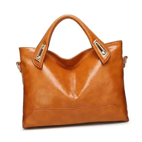 Produktbild: minkissy Wachs-echtledertasche Damen-umhängetasche Echtmaterial-umhängetasche Handtasche Hellbraun Schultertasche Echtleder Handtasche Damen Tasche