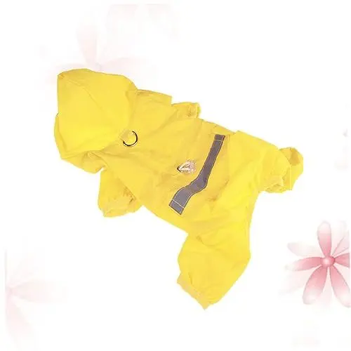 Produktbild: minkissy Regenmantel für Haustiere Welpenregenmantel mit Kapuze Hunderegenmantel für Hunde Reflektierend und Bequem Gelb Xs