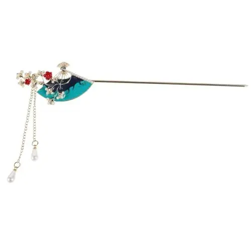 Produktbild: minkissy antike Haaraccessoires japanische Haarstäbchen chinesische Haarstäbchen Fächerförmige Haarnadel Lange Haarnadeln Haarklammer chinesische stäbchen für haare Hanfu-Haarspangen Metall