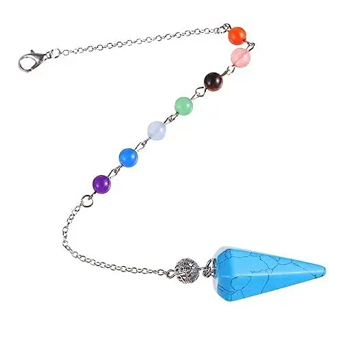 Produktbild: minkissy sechseckiger Kegelanhänger kleidungsetiketten abschlussgeschenk Suncatcher Lebensbaum-Anhänger türkiser Anhänger sechseckiger Pendelanhänger aus Kristall Kristallpendel fein