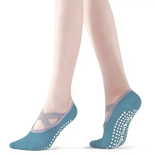 Produktbild: Minmex Yoga Socken Anti-Rutsch-Socken 1 Paare Antirutsch Socken,Socken Sport für Damen Pilates,Yoga,Barre,Tanz,Heim- und Körperbalance,Sox UK 4.5-8 / EU 35-39(Blau)