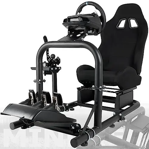 Produktbild: Minneer Racing Simulator Cockpit Rennsimulator Cockpit Lenkradständer mit Rennsitz passend ohne Räder und Pedale