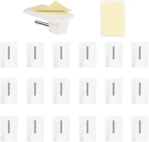 Produktbild: Minnhua 20 Pcs Gardinenhaken Selbstklebend Klebehaken Gardinenstangen Halter Ohne Bohren für Gardinenstangen Vitragestangen Gardinenhalter Vorhänge Fenster Scheibengardinen