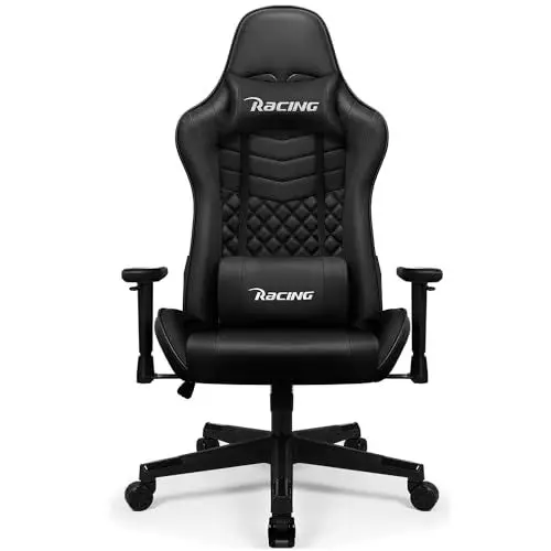 Produktbild: minnouat Gaming Stuhl, Bürostuhl mit verstellbaren Lendenkissen, Armlehne und Kopfstütze, Gaming Chair Wippfunktion bis zu 170°, Gaming Sessel Bequeme Sitzkissen, Gaming Stuhl 150 kg belastbarkeit