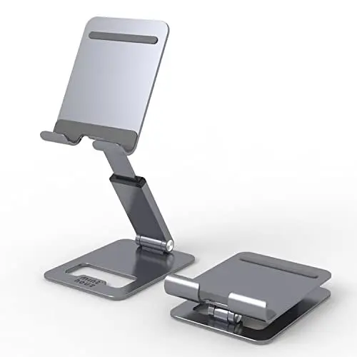 Produktbild: Minthouz Ausziehbare Handy Ständer, Aluminium Handyhalterung, Multi-Winkel/Höhenverstellbarer Handy Halterung, Kompatibel mit iPhone 14 13 Pro Max 12 11 und Allen 4,7-7,9 Zoll Smartphones -Grau