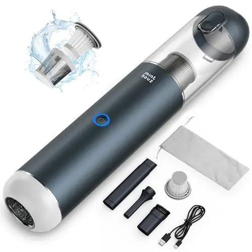 Produktbild: Minthouz Handstaubsauger Auto Staubsauger kabellos 17000Pa, 3-in-1 Autostaubsauger Schnurlos Wiederaufladbar 120W mit Gebläse & Licht, Tragbarer Handstaubsauger für Auto/Haus/Tastatur - Blau