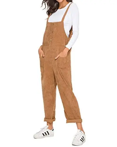 Produktbild: MINTLIMIT Jumpsuit Damen Latzhosen Linen Sommer Overall Ärmellos Baggy Spielanzug Breites Bein Hosen (Braun#2745, L)