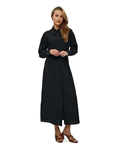 Produktbild: Minus Lamira Maxi Shirt Kleid Kleid Damen In Schwarz Herbst Kleid Damen Elegant Größe 40
