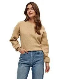 Produktbild: Minus Lupi Strickpullover Damen | Weicher Damenpullover Langarm und Puffärmel | Hochwertiger Damen Pullover Winter | Langer Pullover Damen Winter mit V-Ausschnitt