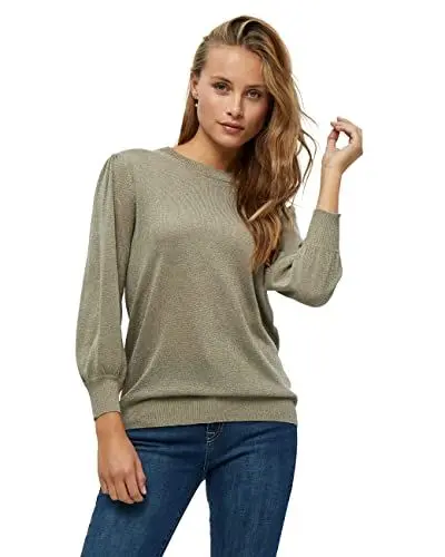 Produktbild: Minus Mersin Pullover Damen Mit Rundem Halsausschnitt Und 3/4 Ärmel Größe XXL | Pullover Beige Damen | Strickpullover Damen Elegant | Frühling Pulli Damen