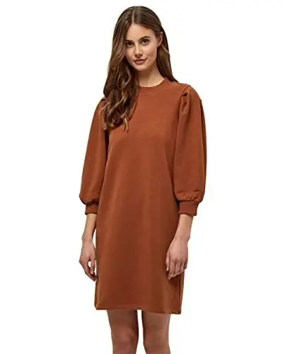 Produktbild: Minus Mika 3/4 Puffärmel Sweat Kleid | Kleid Damen In Braun | Frühling Kleid Damen Elegant | Größe L